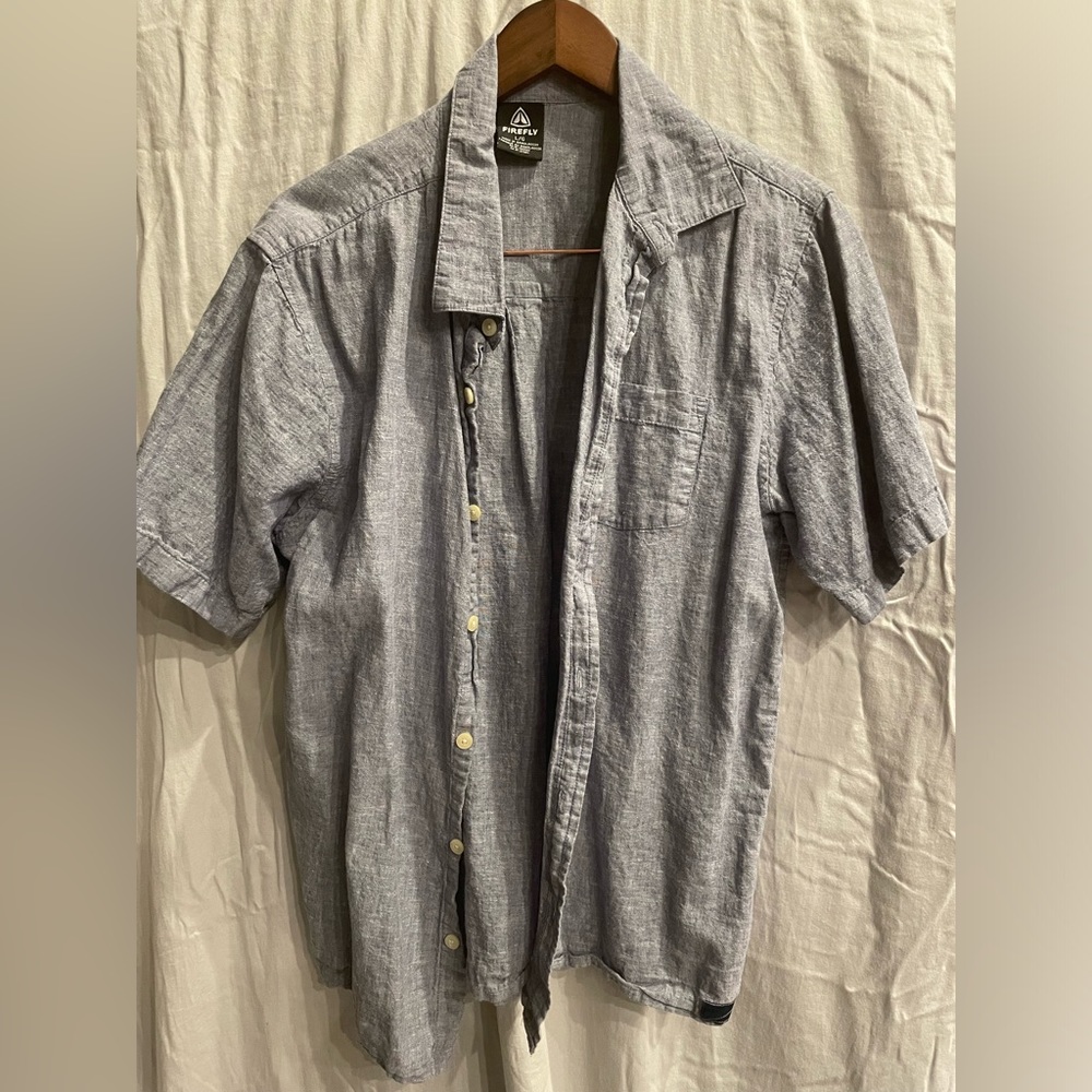 Men’s large firefly casual button down blue shirt